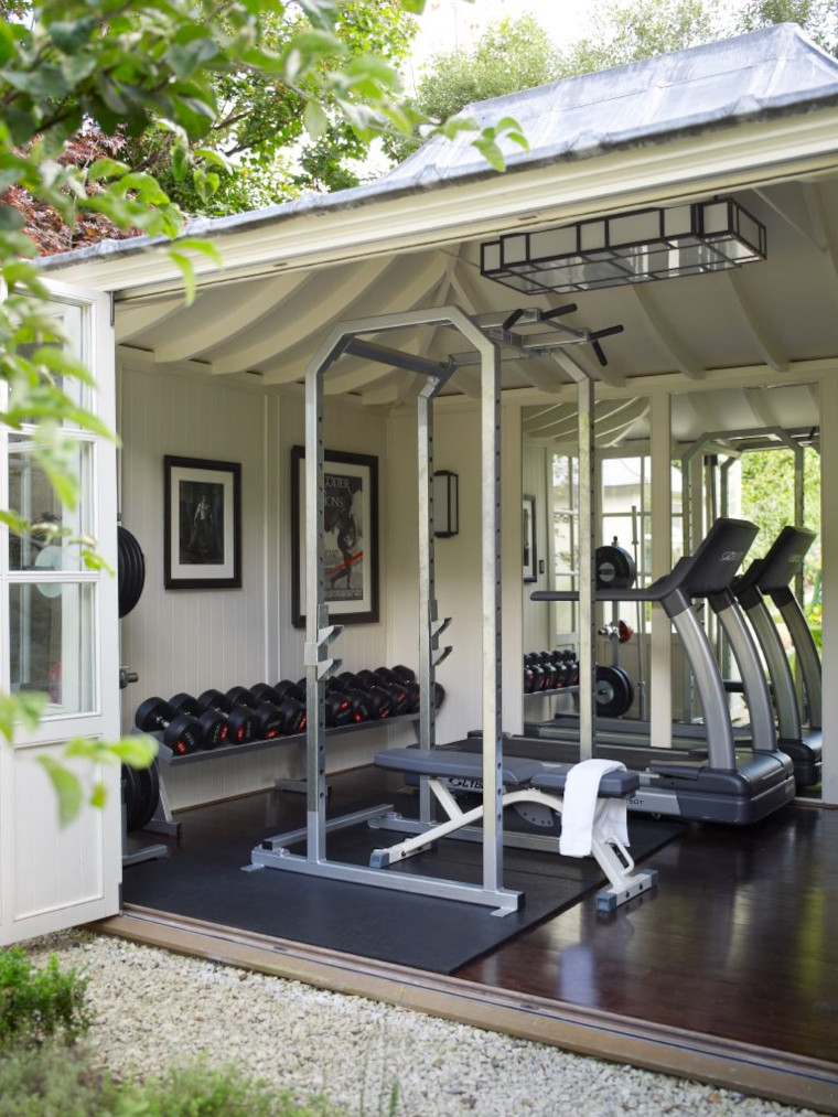 Home gym in garden room by Thorpe designs