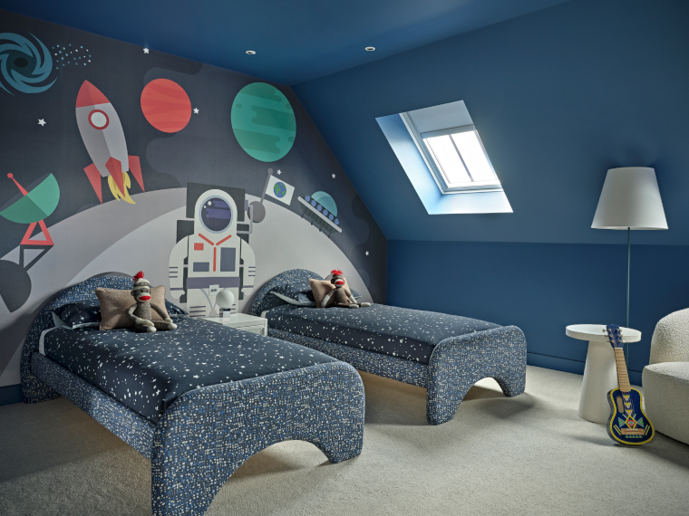 Children's bedroom with space theme
