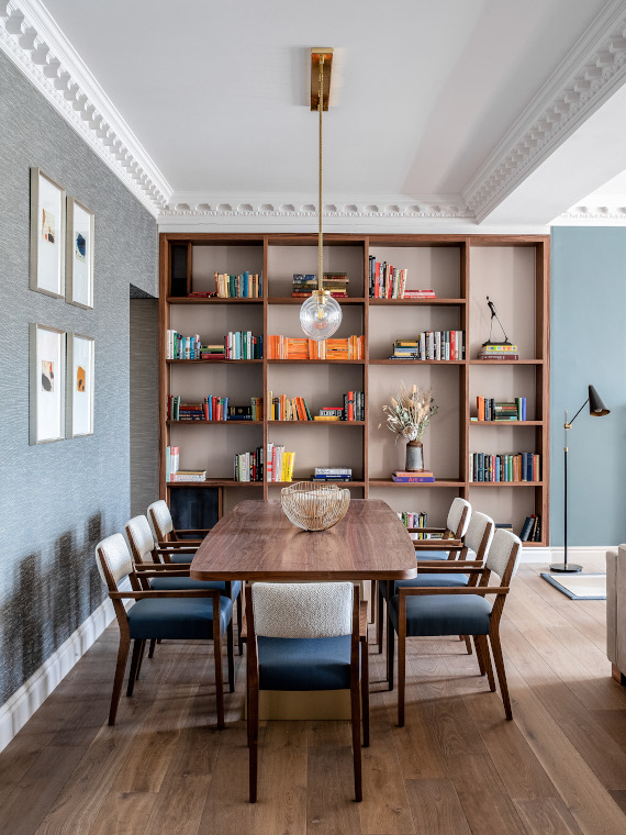 Bespoke book cases in the Covent Garden flat