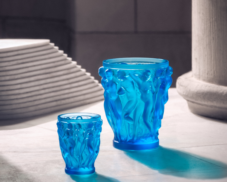 Bacchantes vases in blue from Lalique