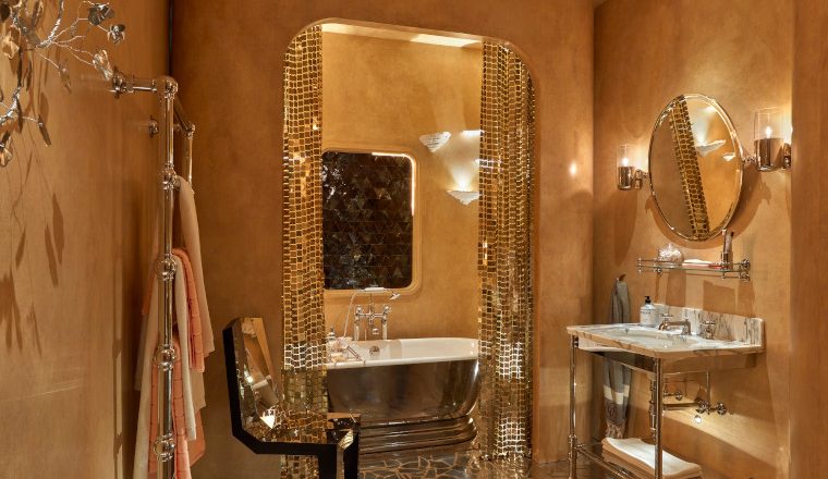 gold bathroom at WOW!house